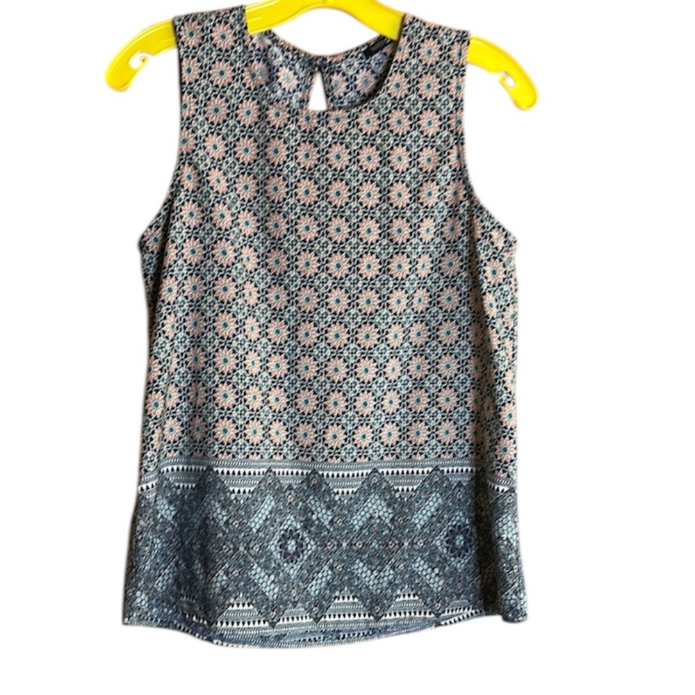 PaperMoon Sleeveless Patterned Top - Blue and Pink